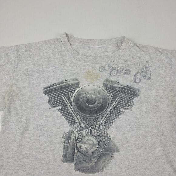 Vintage 90s Biker Motorcycle Shirt Mens Medium Engine Chopper Single Stitch - Picture 4 of 11